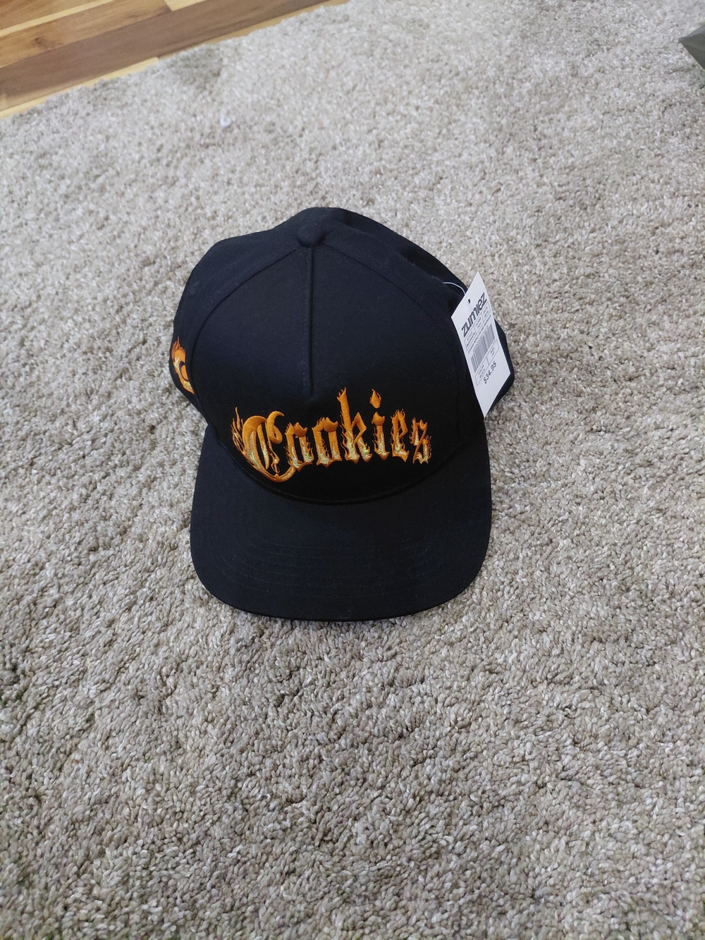 Zumiez Black Snapback Hat with Orange Embroidery